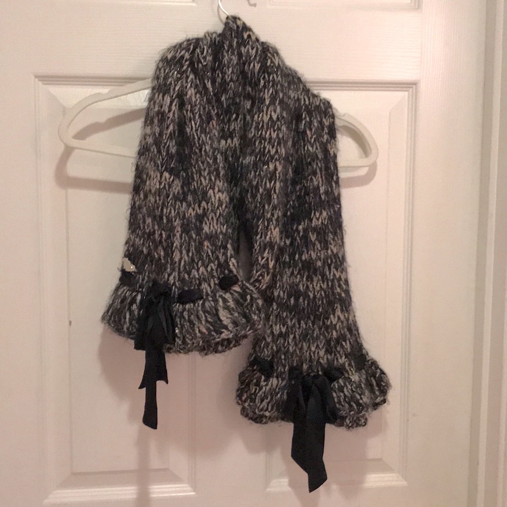 Betsey Johnson Knit Scarf with Bows
